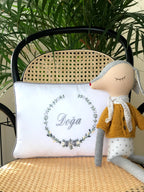 Hydrangea Decorative Baby Pillow - Gray/Yellow