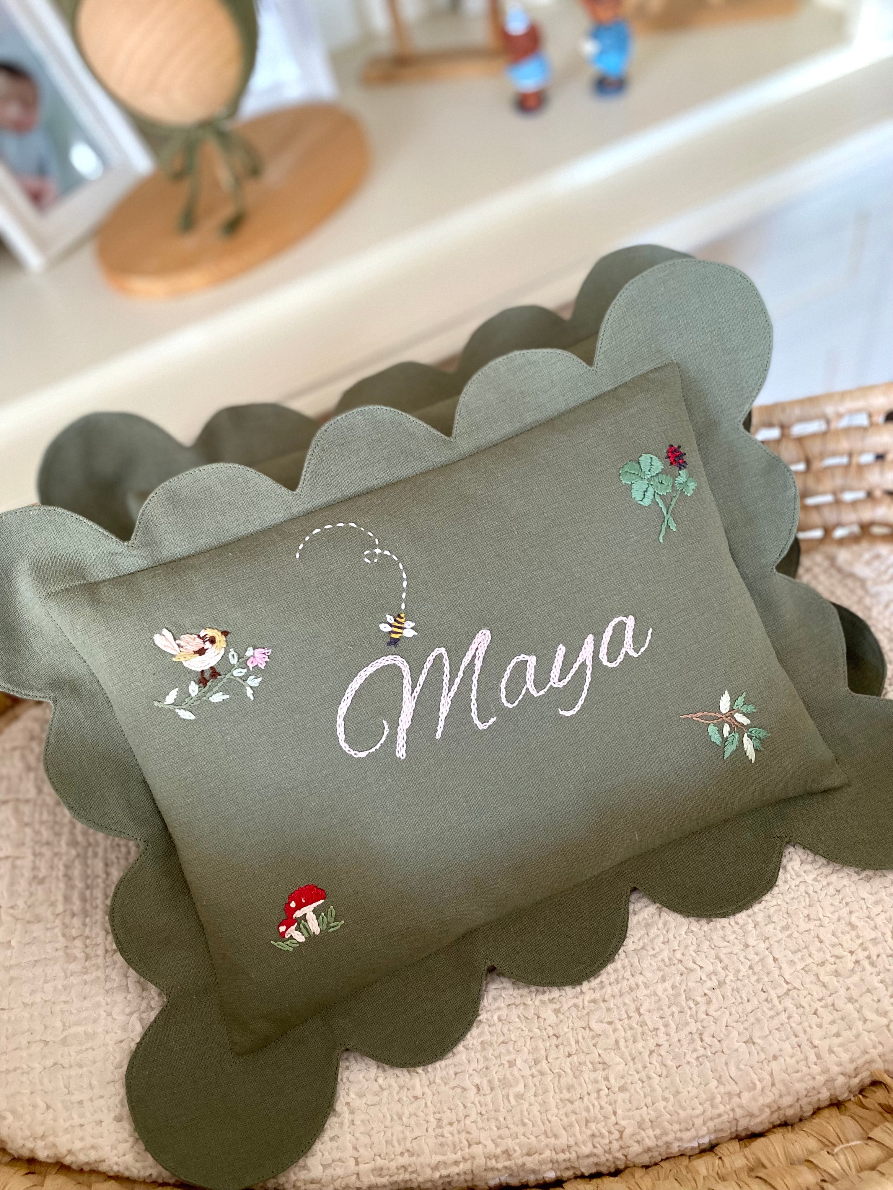 Kişiselleştirilmiş Keten Dilimli Bebek Yastığı
