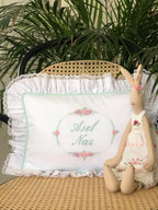 Oval Çiçekli Dekoratif Bebek Yastığı - Pembe/Mint