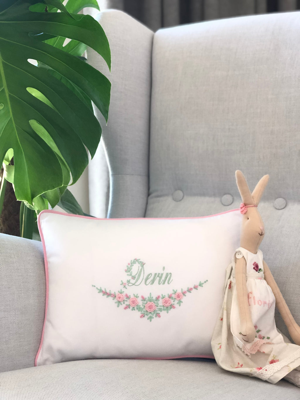 Half Moon Decorative Baby Pillow - Pink/Mint