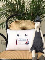 Sailing Themed Decorative Baby Pillow - Navy Blue