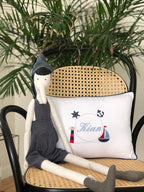 Sailing Themed Decorative Baby Pillow - Navy Blue