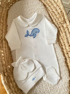 Sevimli Balina Yenidoğan 3 Parça Tulum Seti