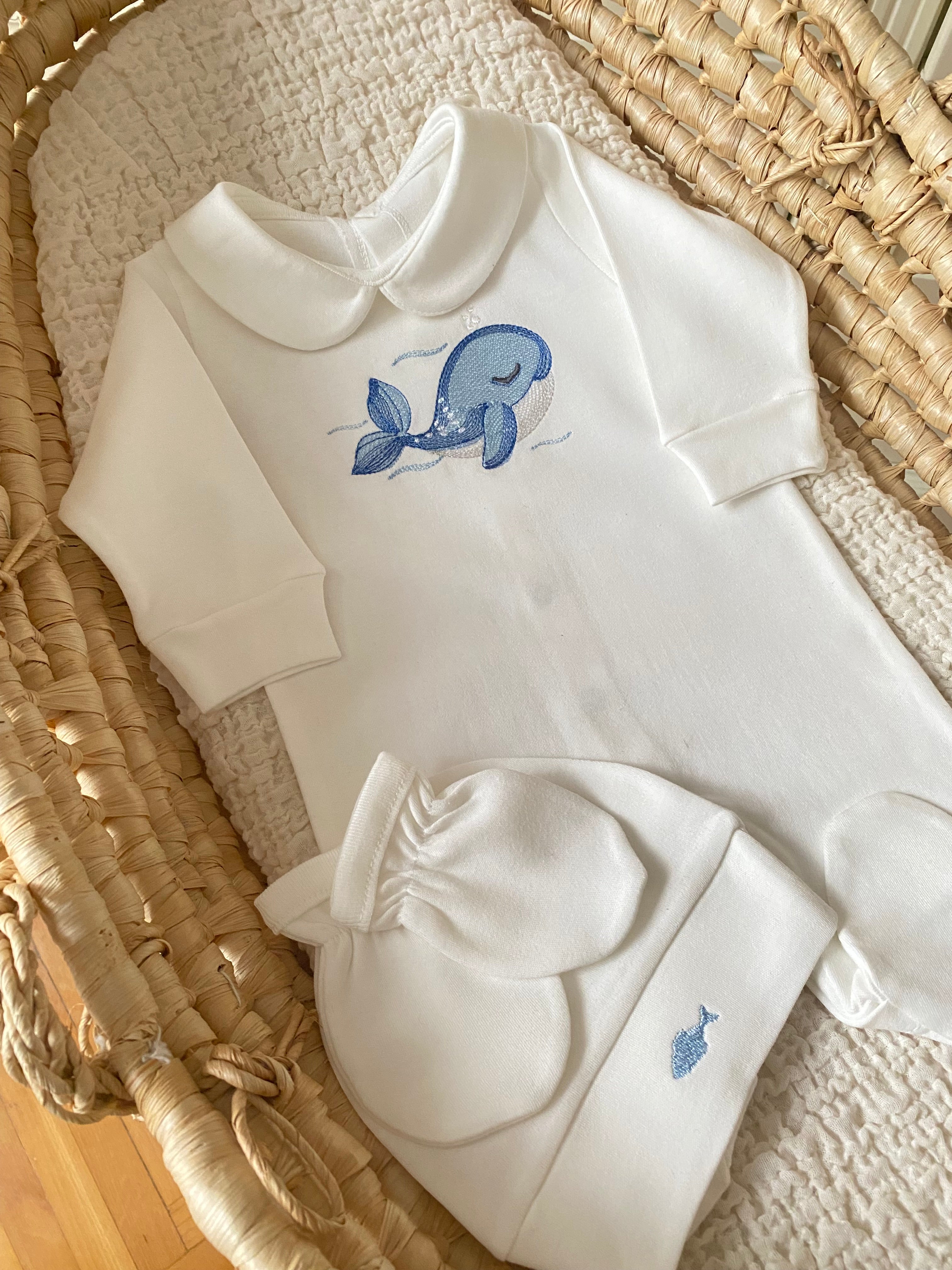 Sevimli Balina Yenidoğan 3 Parça Tulum Seti