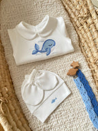 Sevimli Balina Yenidoğan 3 Parça Tulum Seti