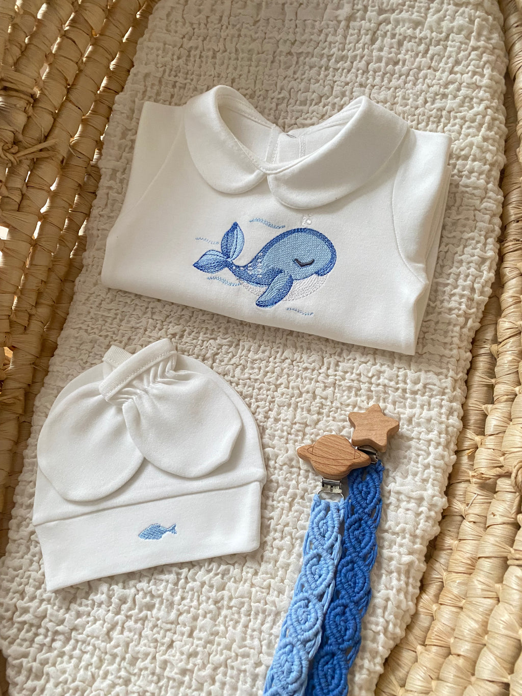 Sevimli Balina Yenidoğan 3 Parça Tulum Seti