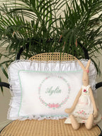 Hydrangea Decorative Baby Pillow - Pink/Mint