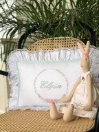 Hydrangea Decorative Baby Pillow - Pink/Mint