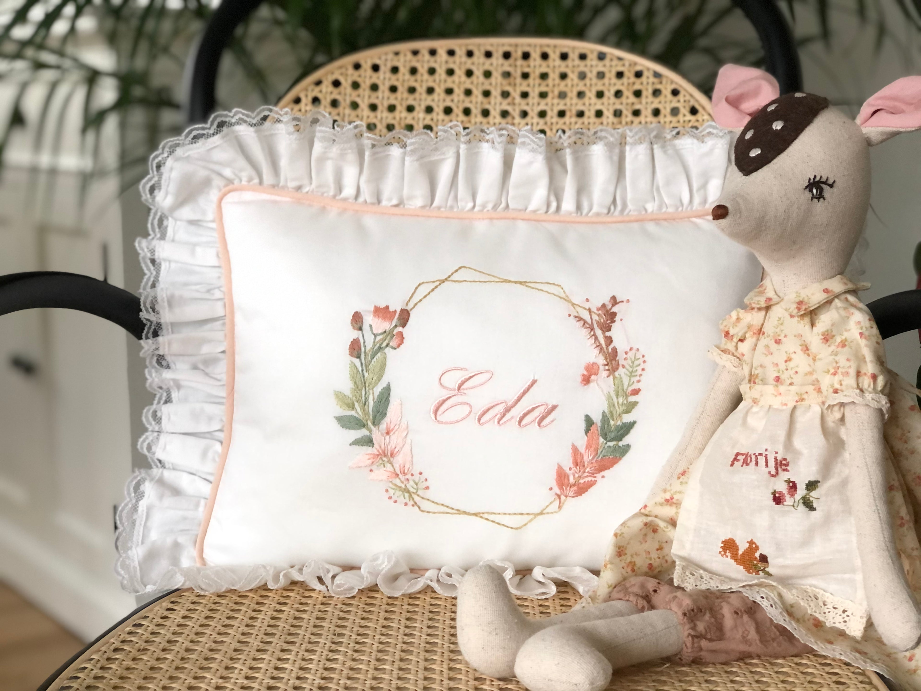 Geometry Model Decorative Baby Pillow - Salmon