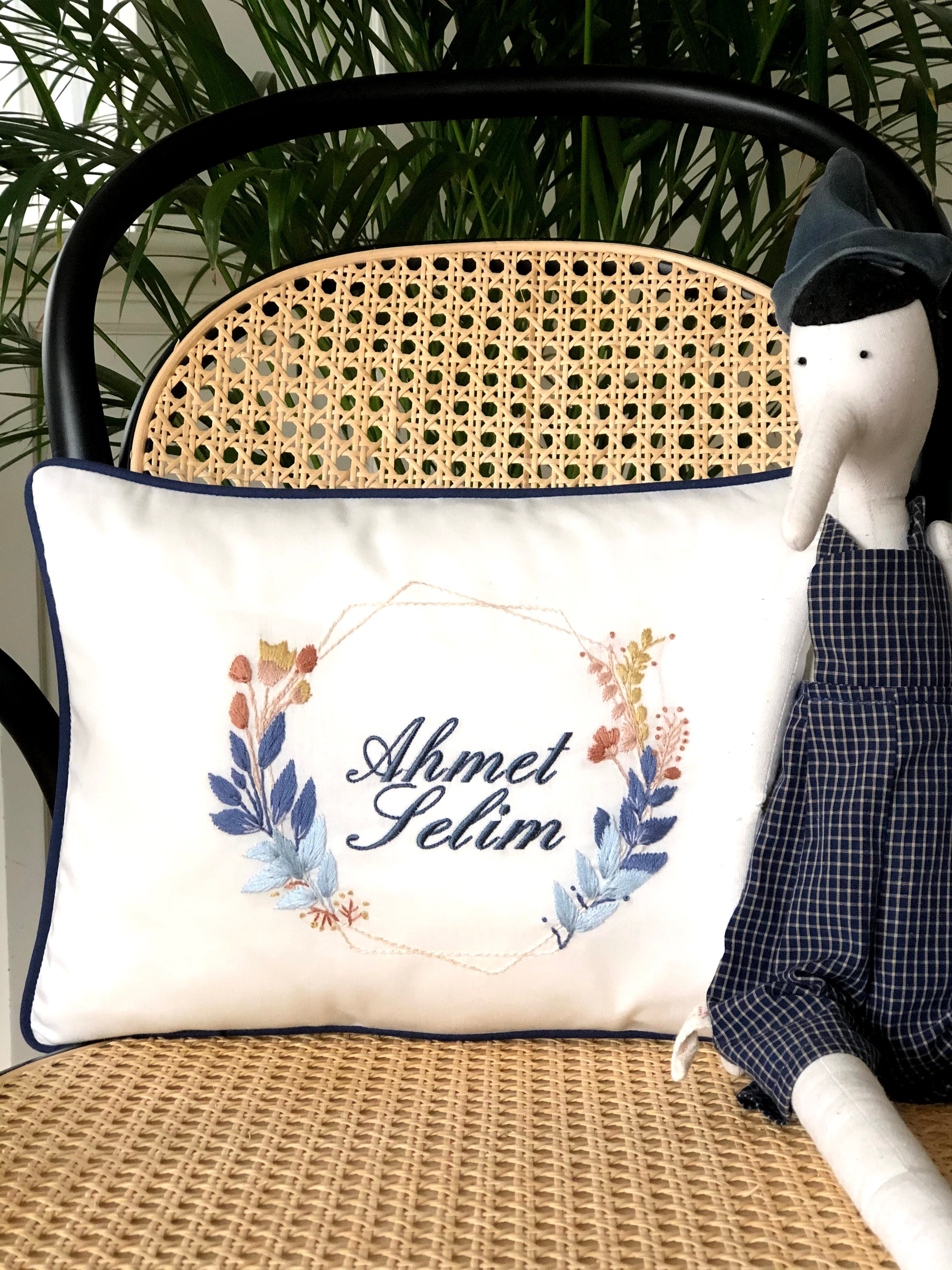 Geometry Model Decorative Baby Pillow - Navy Blue