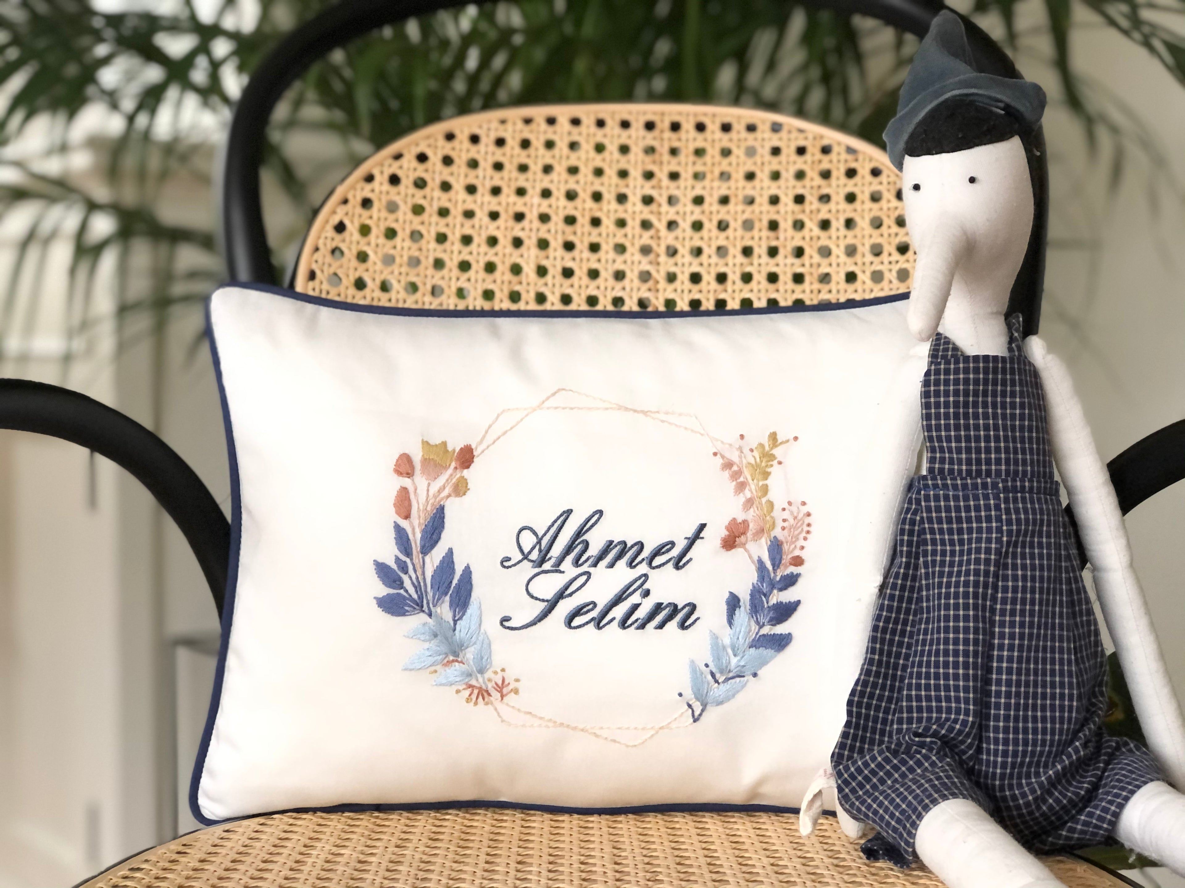 Geometry Model Decorative Baby Pillow - Navy Blue