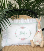 Oval Çiçekli Dekoratif Bebek Yastığı - Pembe/Mint