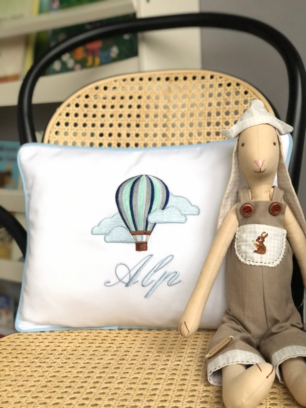 Balloon Embroidered Decorative Baby Pillow