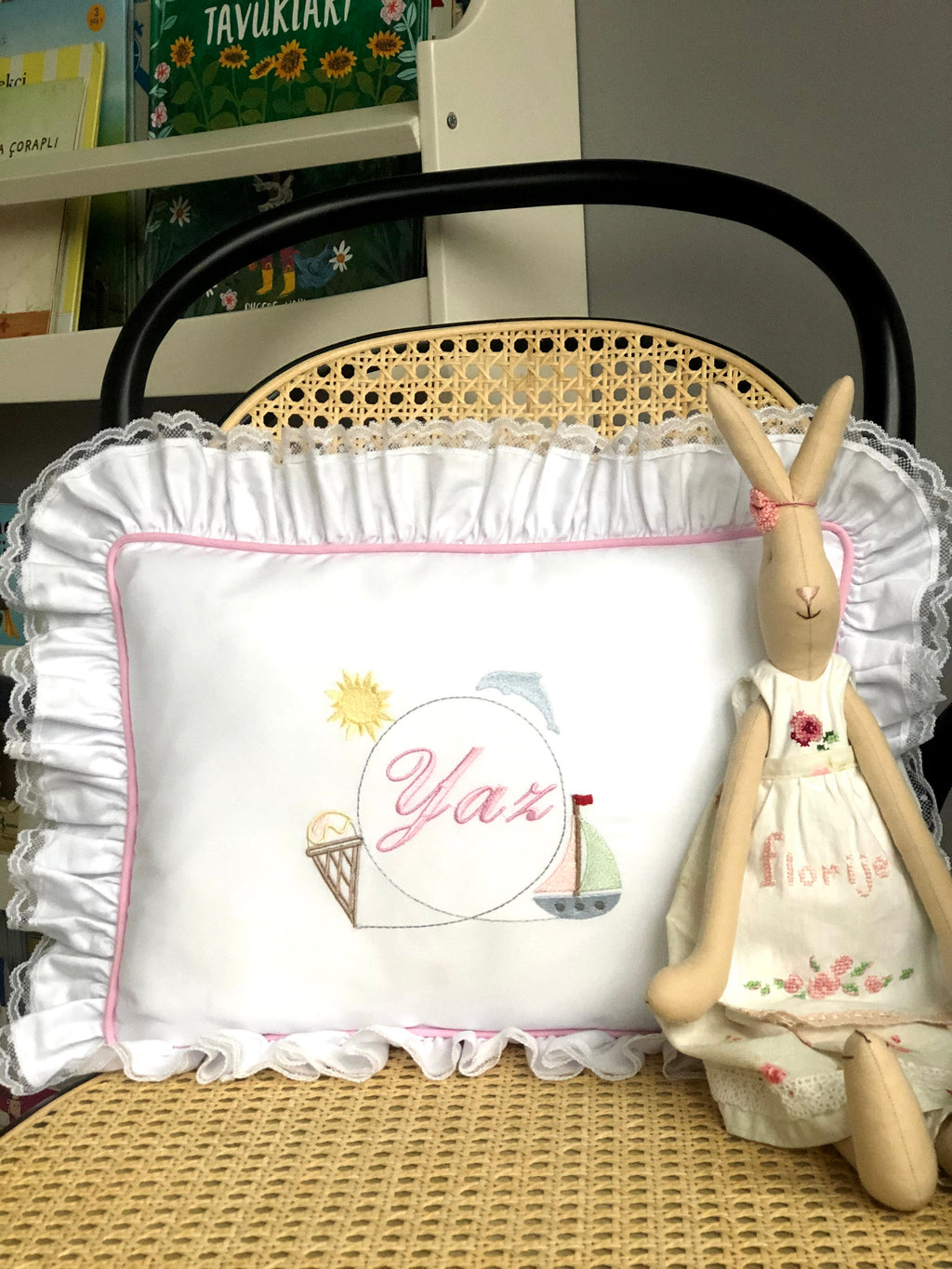Sailing Themed Decorative Baby Pillow - Pink