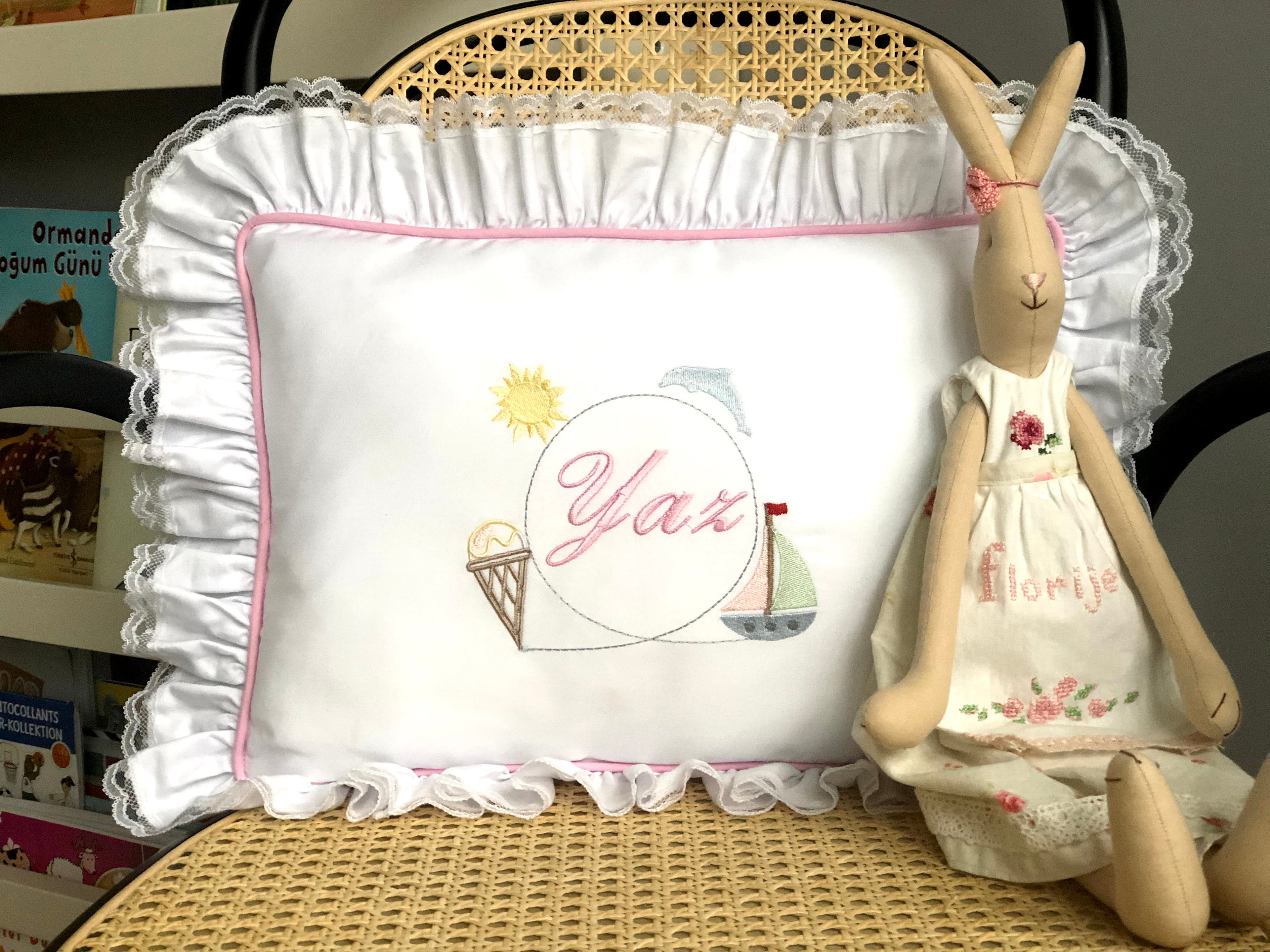 Sailing Themed Decorative Baby Pillow - Pink
