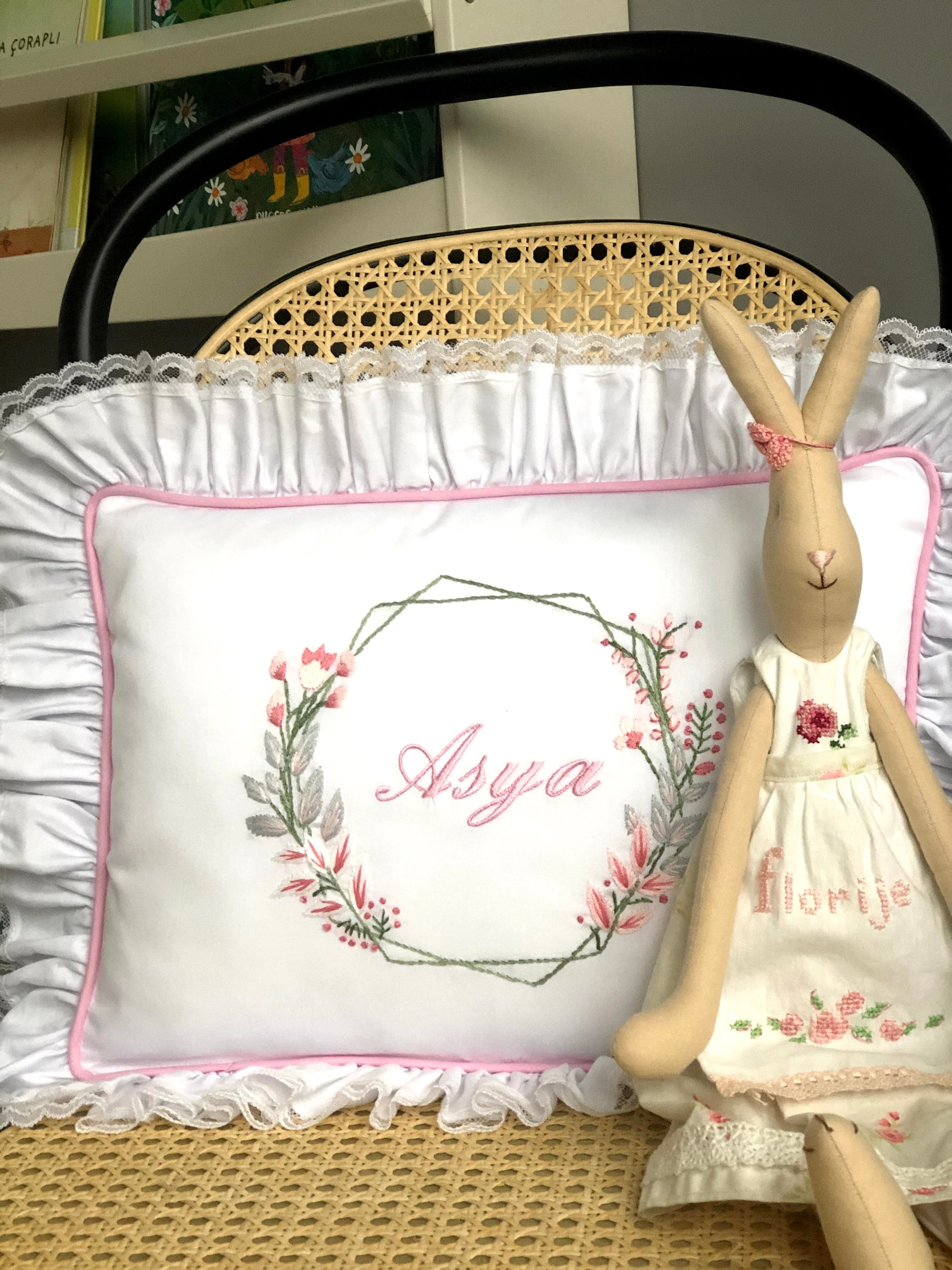 Geometry Pattern Decorative Baby Pillow - Pink