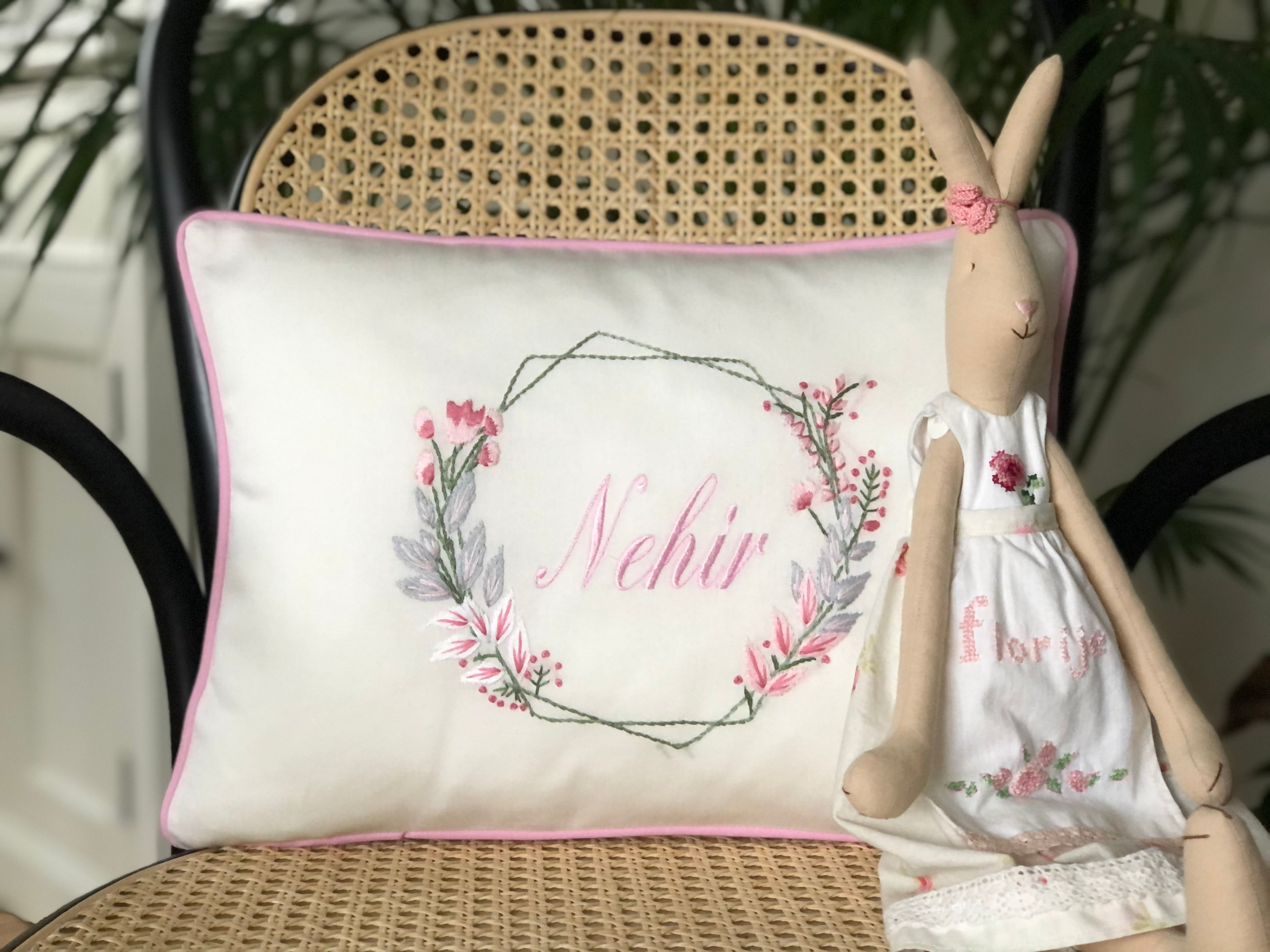 Geometry Pattern Decorative Baby Pillow - Pink