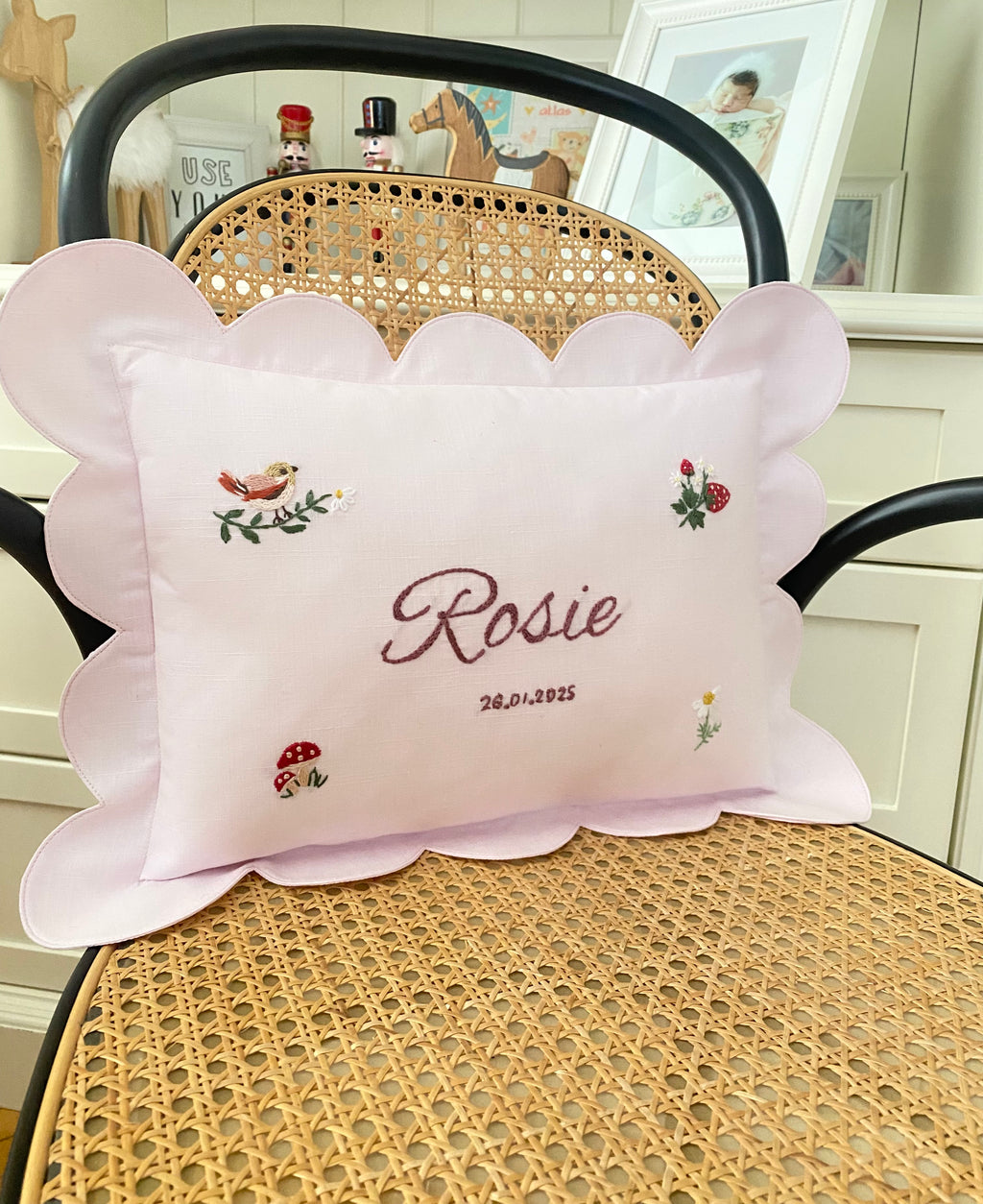 Kişiselleştirilmiş Keten Dilimli Bebek Yastığı
