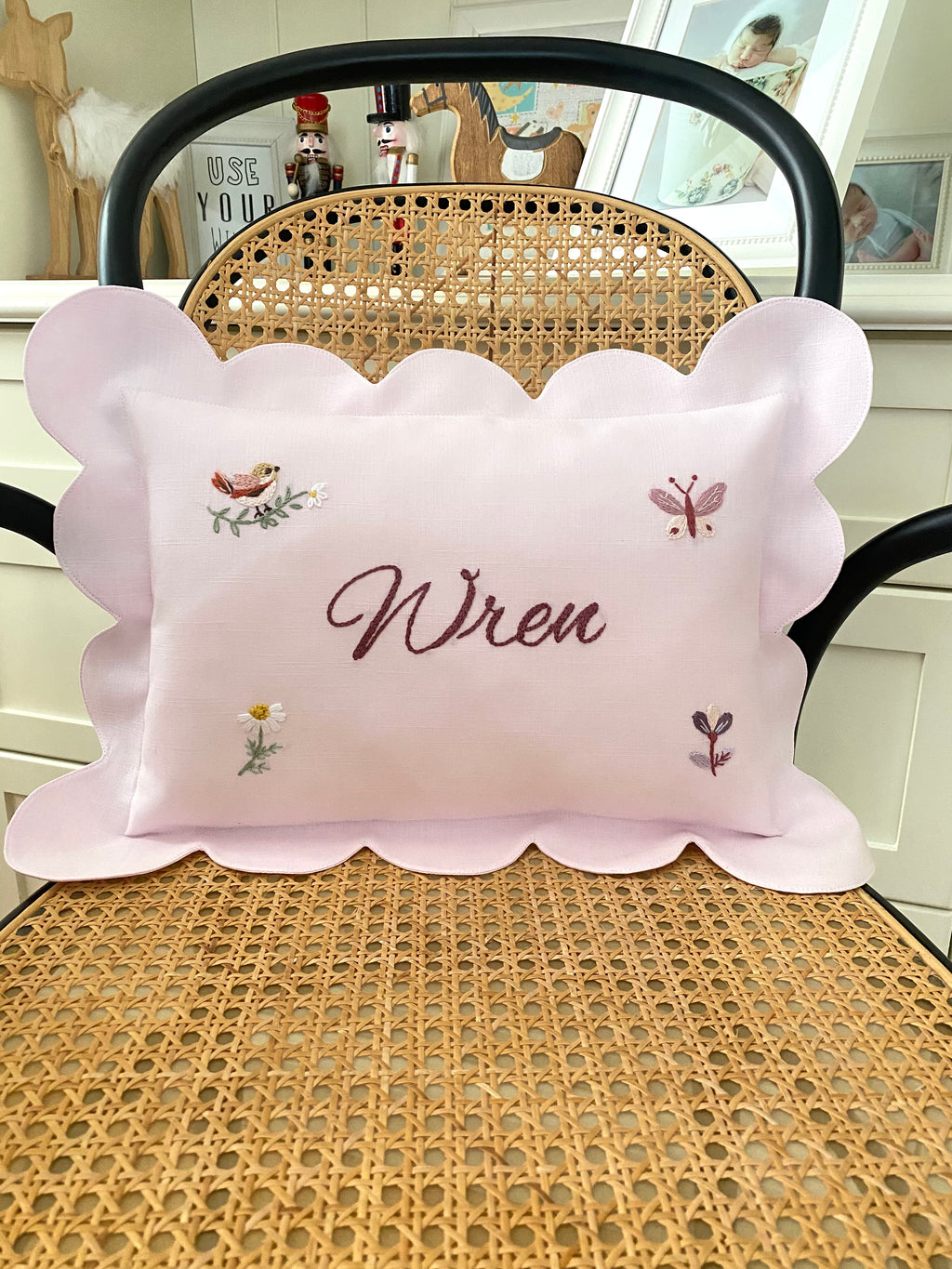 Kişiselleştirilmiş Keten Dilimli Bebek Yastığı