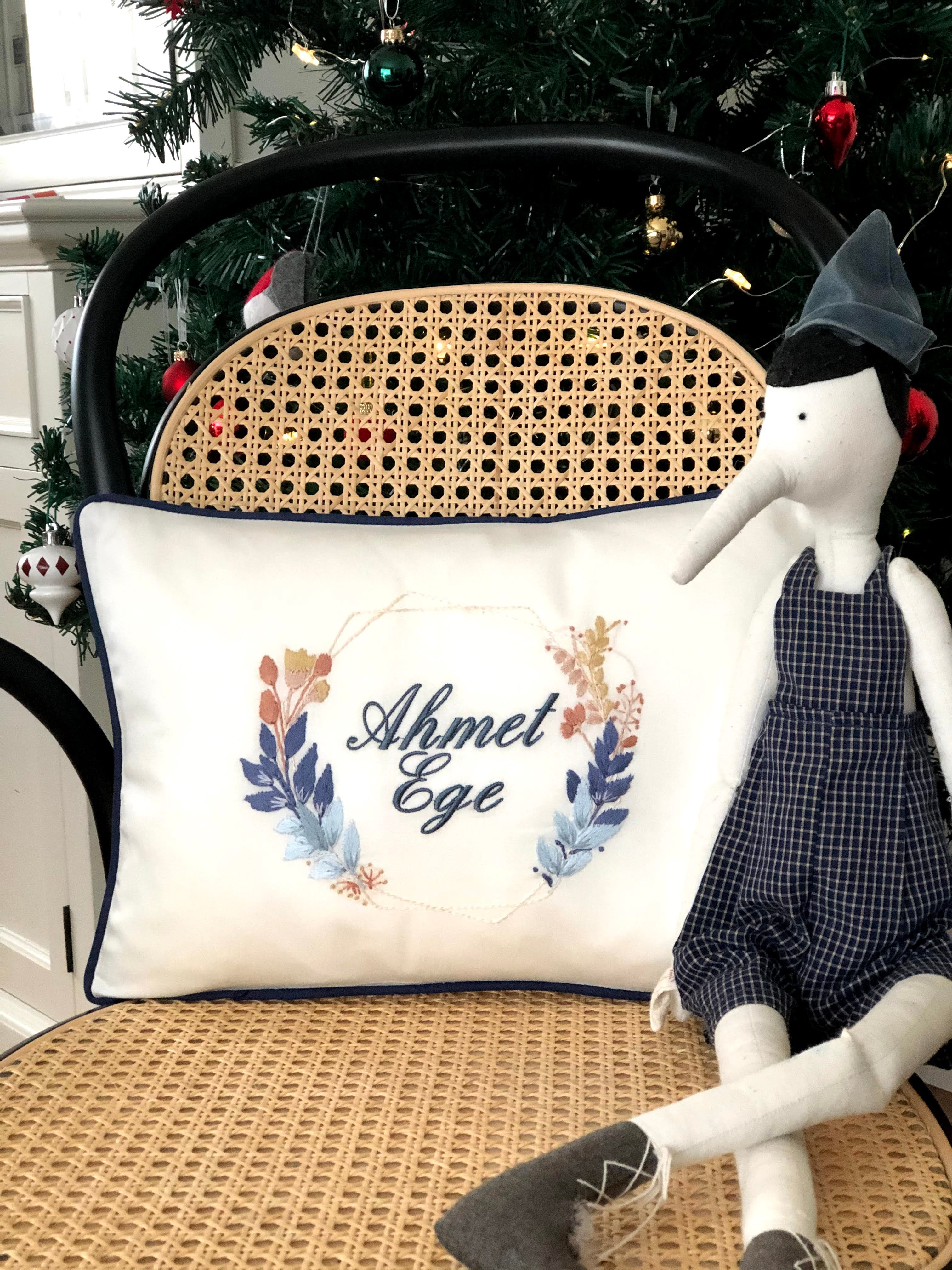 Geometry Model Decorative Baby Pillow - Navy Blue