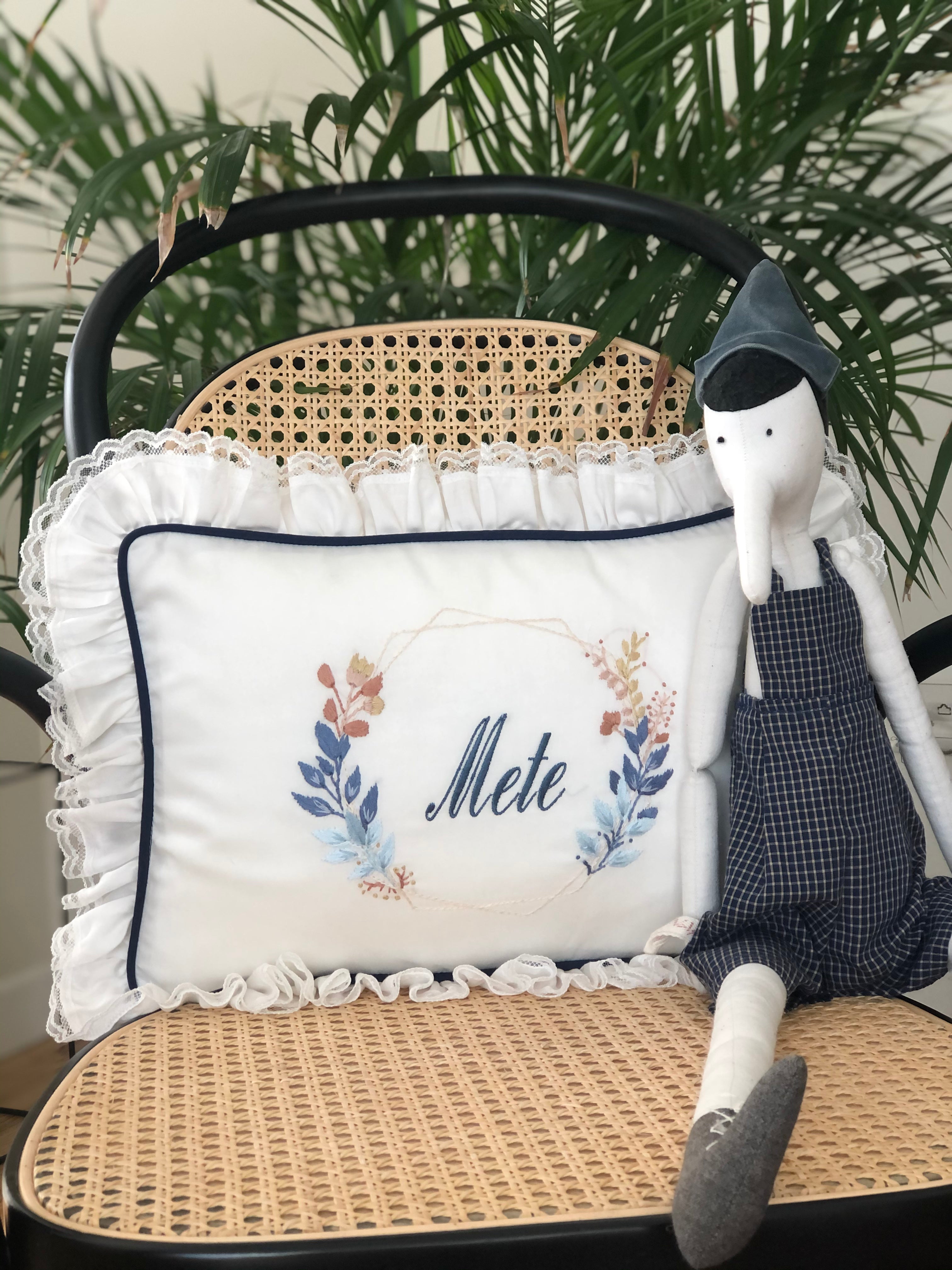 Geometry Model Decorative Baby Pillow - Navy Blue