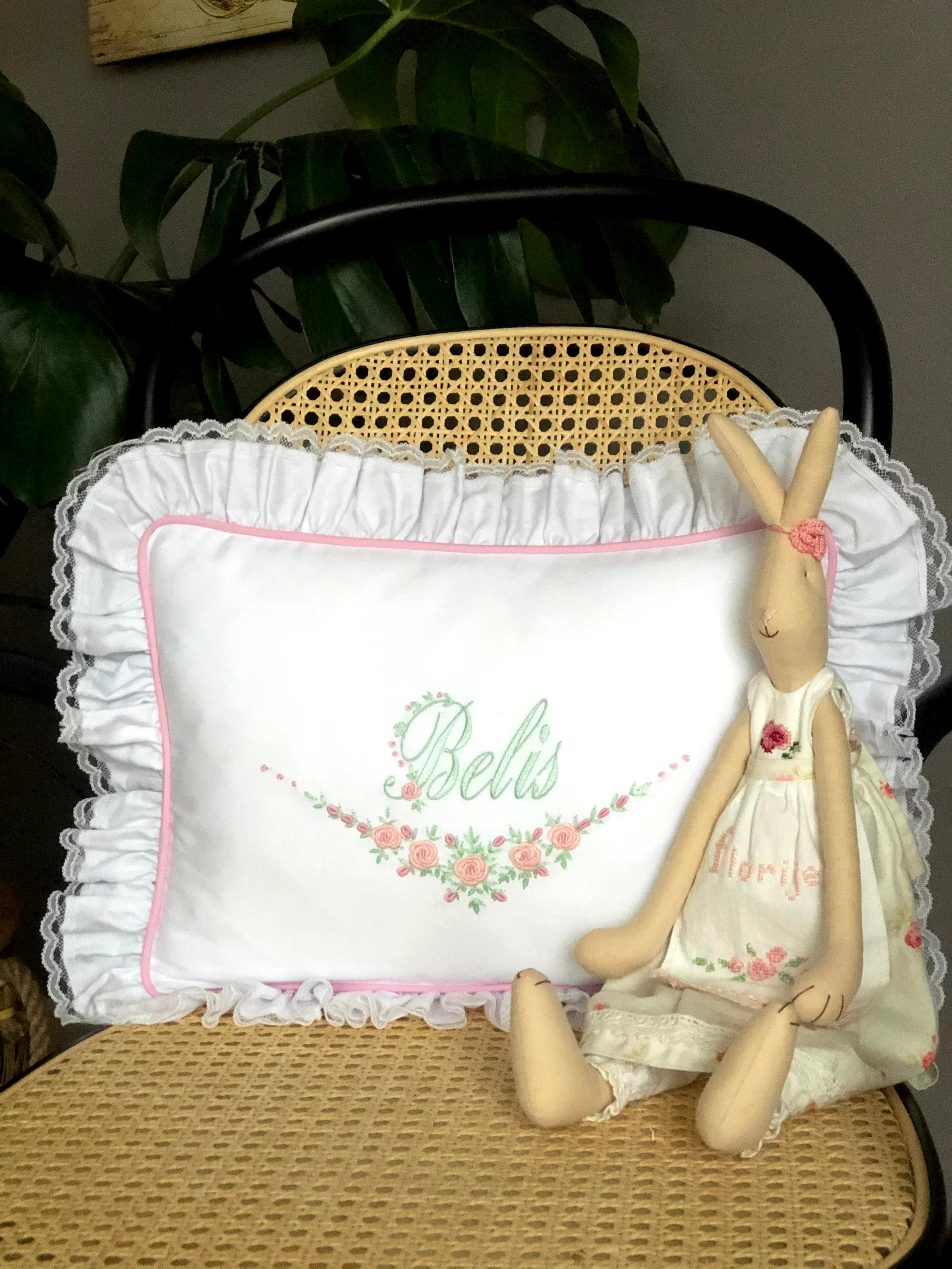 Half Moon Decorative Baby Pillow - Pink/Mint