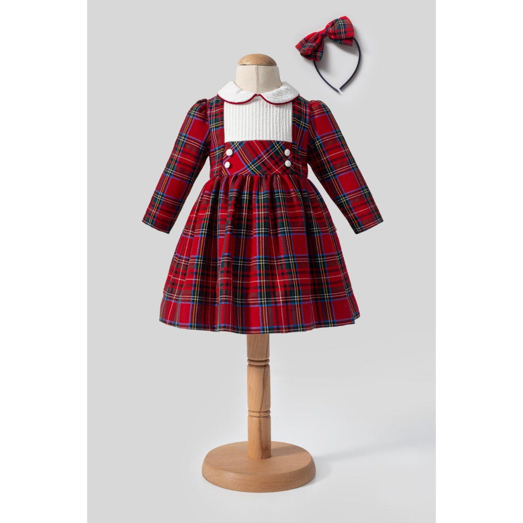 Elena– Red Plaid Baby Girl Dress | Christmas Dress for 2-5 Years Olds - Includes Hairband