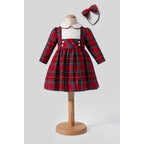 Elena– Red Plaid Baby Girl Dress | Christmas Dress for 2-5 Years Olds - Includes Hairband