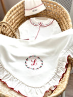 Kırmızı Çelenk Harfli Organik Yenidoğan Seti