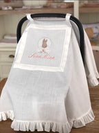 Tavşan Peter Rabbit İşlemeli Keten Puset Örtüsü