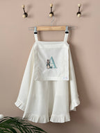 Tavşan Peter Rabbit Harf İşlemeli Keten Puset Örtüsü