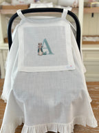 Tavşan Peter Rabbit Harf İşlemeli Keten Puset Örtüsü