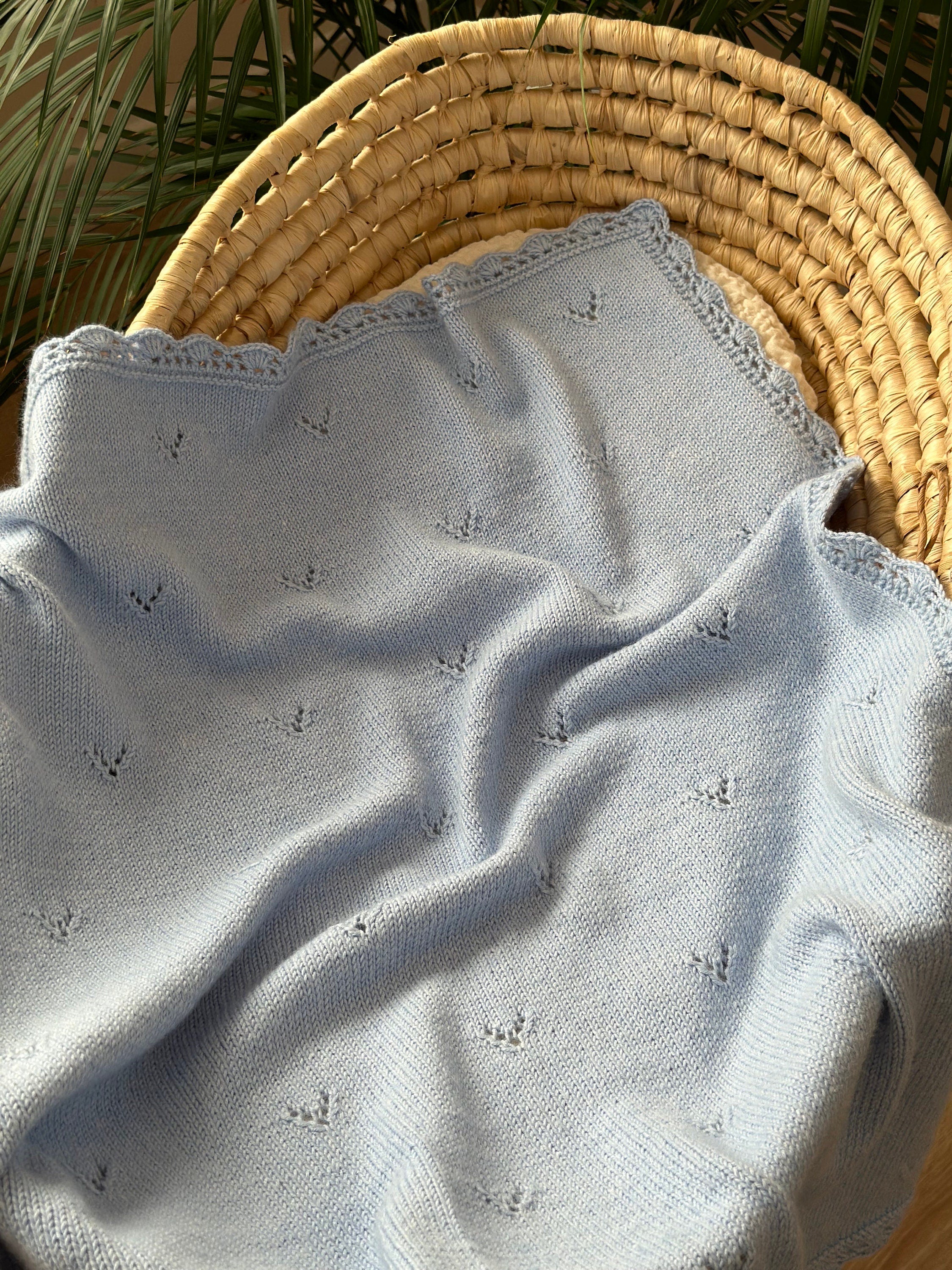 El Örgüsü Mavi Bebek Battaniyesi