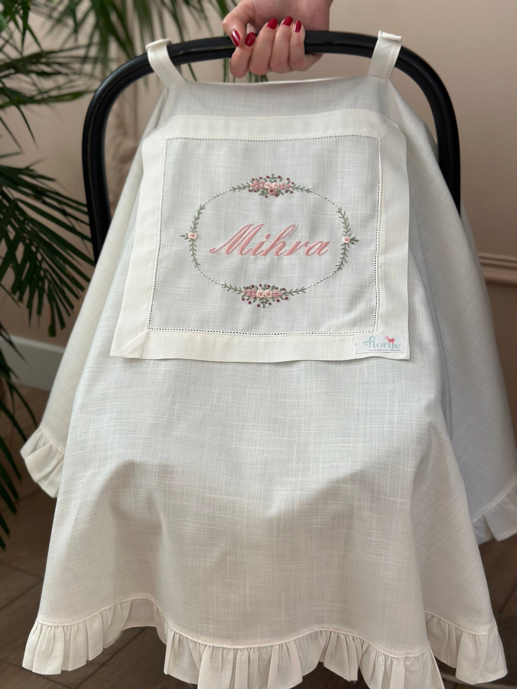 Dusty Rose Keten Puset Örtüsü Oval Model - Gül Kurusu