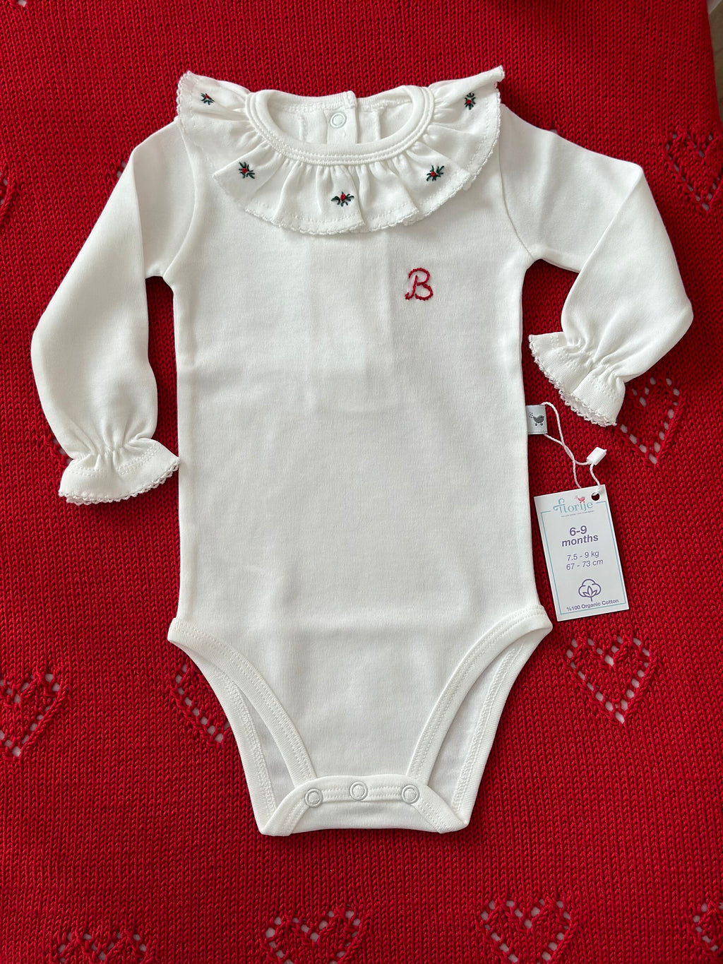 El Örgüsü Kırmızı Bebek Battaniyesi