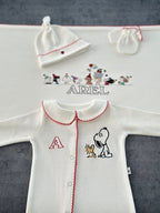 Snoopy Nakışlı Organik Yenidoğan Seti