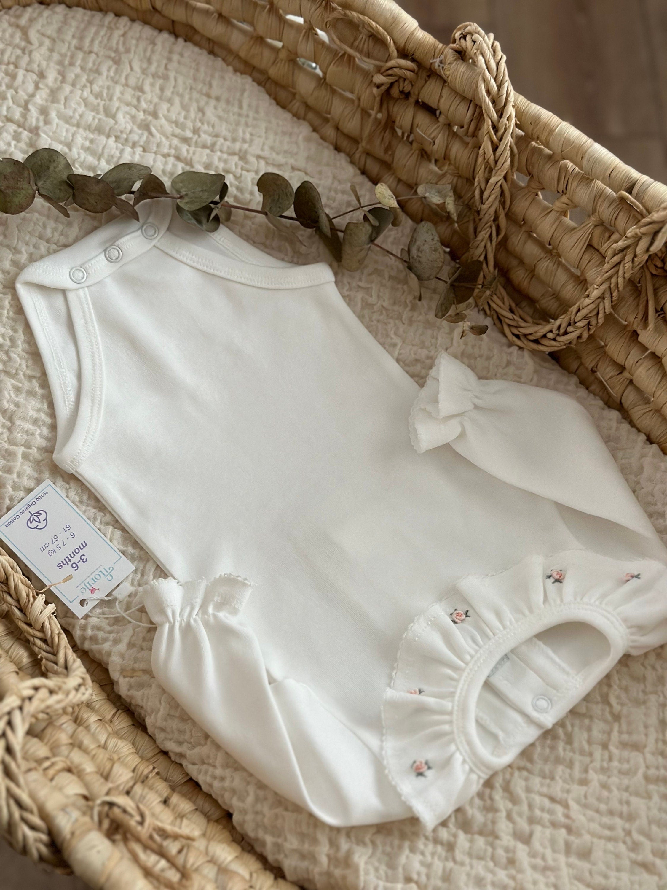 Kız Bebek Rokoko İşlemeli Fırfırlı Yaka Uzun Kollu Body Somon