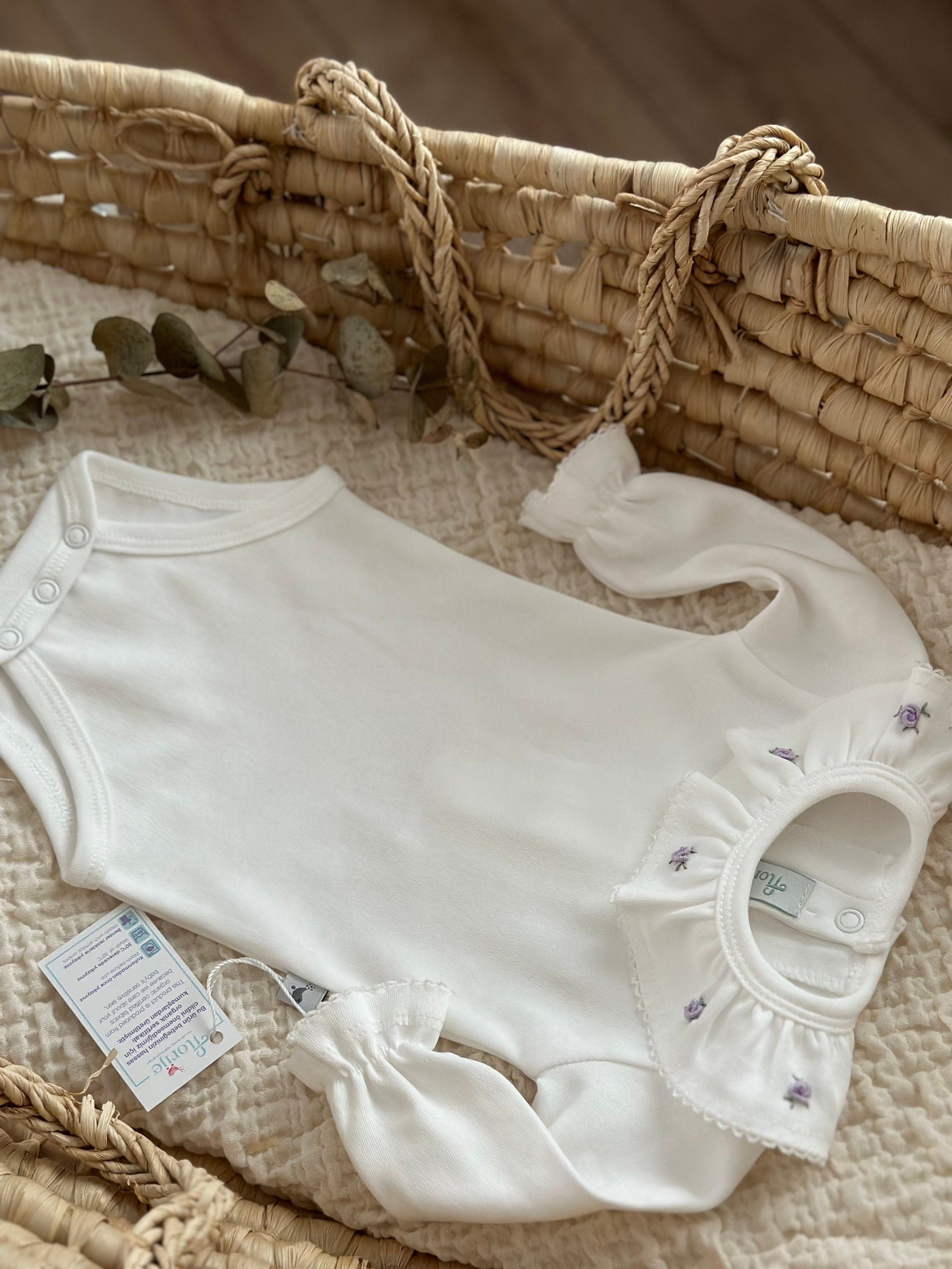 Kız Bebek Rokoko İşlemeli Fırfırlı Yaka Uzun Kollu Body Lila