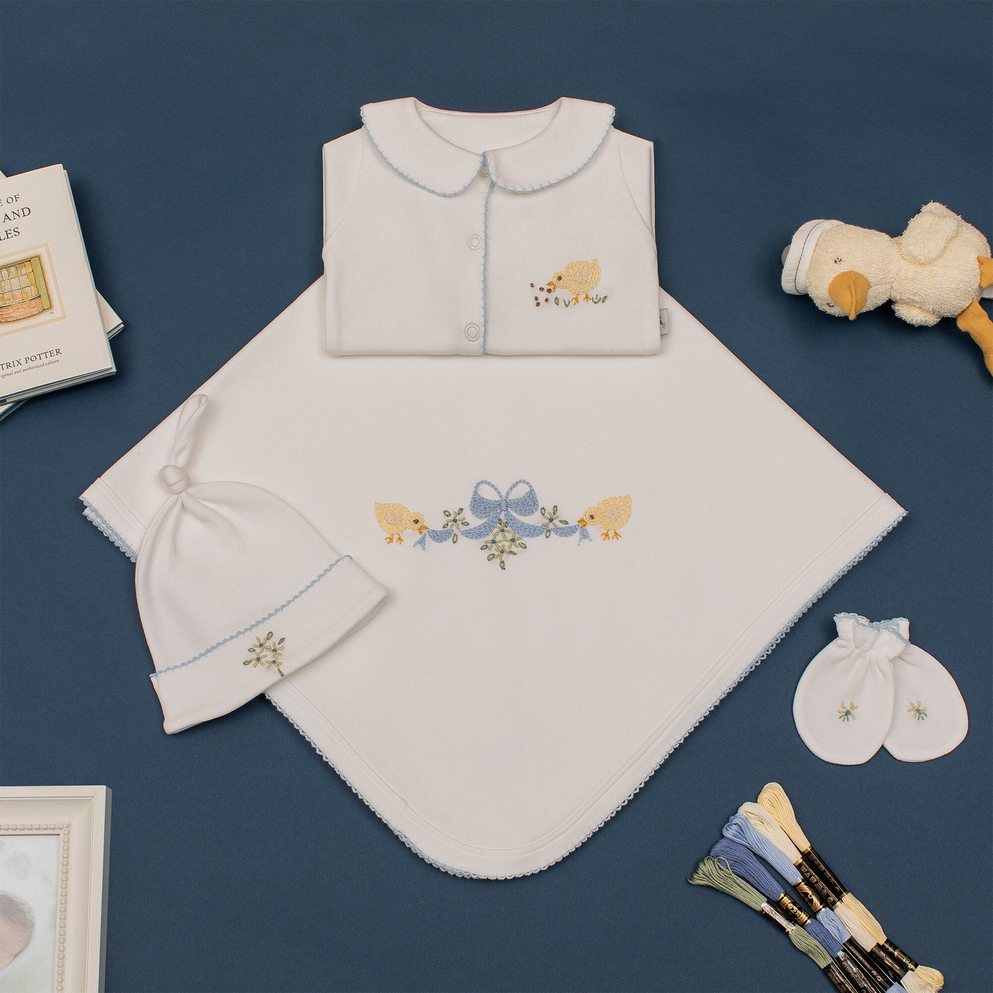 Little Chick Organik Yenidoğan Seti – Kroşeta Kenar Detaylı