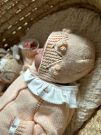 Vintage Flower El Örgüsü Bebek Hırka Şapka Seti