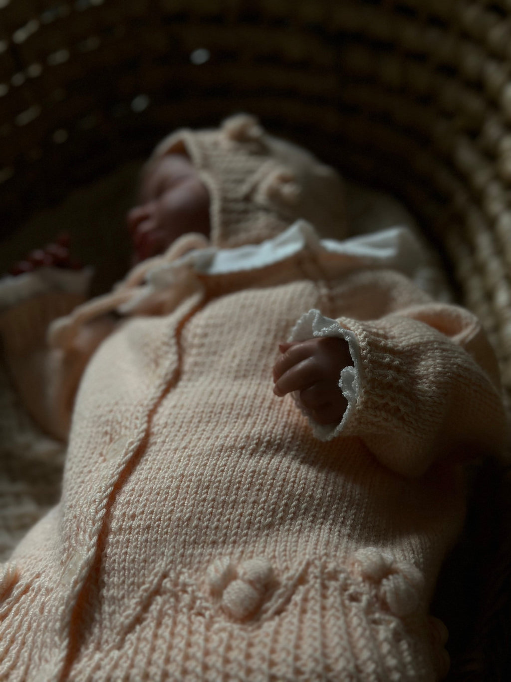 Vintage Flower El Örgüsü Bebek Hırka Şapka Seti