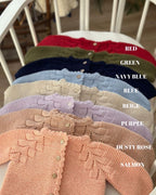 Düğmeli El Örgüsü Bebek Hırka Şapka Seti