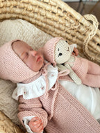 Kız Bebek Rokoko Çiçek İşlemeli Fırfırlı Yaka Uzun Kollu Body Gül Kurusu