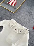 Kız Bebek Rokoko İşlemeli Fırfırlı Yaka Uzun Kollu Body Kırmızı