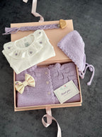 Kız Bebek Rokoko İşlemeli Fırfırlı Yaka Uzun Kollu Body Lila