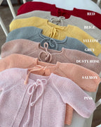 Önden Bağlamalı El Örgüsü Bebek Hırka Şapka Seti