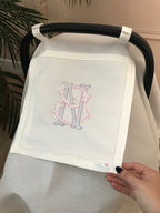 Monogram İşlemeli Keten Puset Örtüsü
