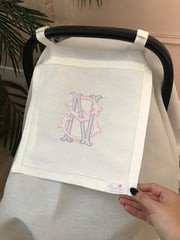 Monogram İşlemeli Keten Puset Örtüsü