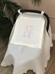Monogram İşlemeli Keten Puset Örtüsü