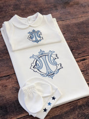 Monogram Nakışlı Hastane Çıkışı Seti